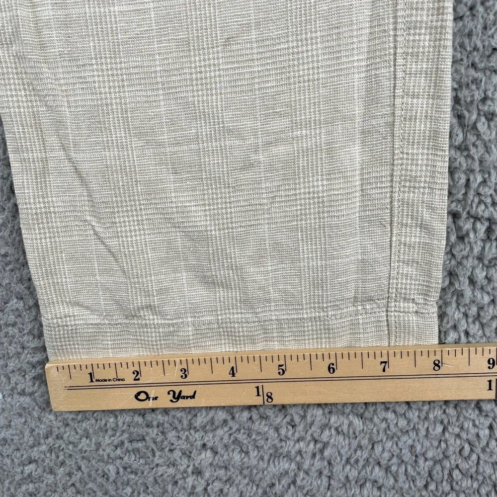 J.Crew Pants Mens 35x32 Beige Glen Plaid Straight Fit Linen Cotton Trousers